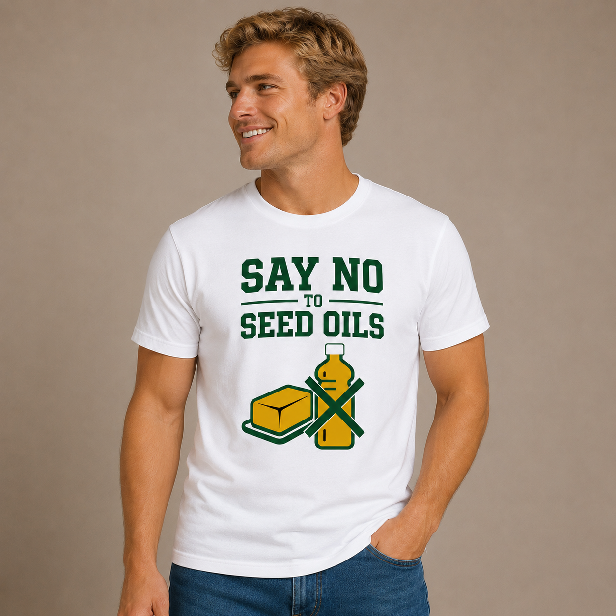 Say No to Seed Oils Men's T-Shirt White