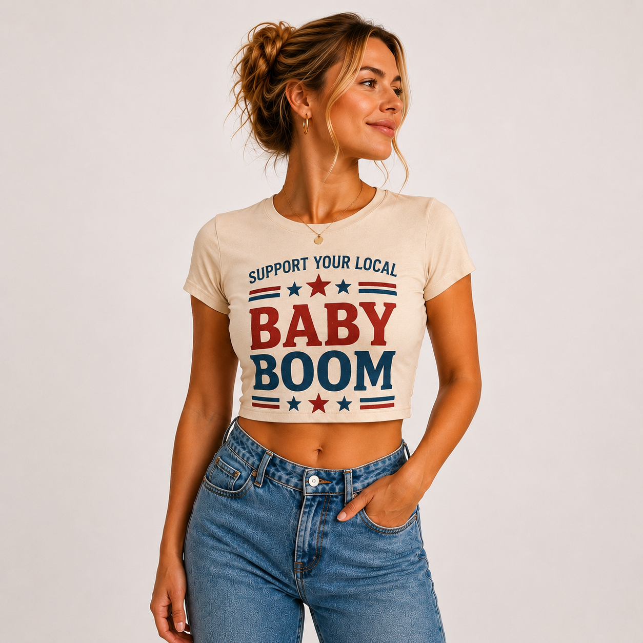 Support Your Local Baby Boom Women's Crop Top